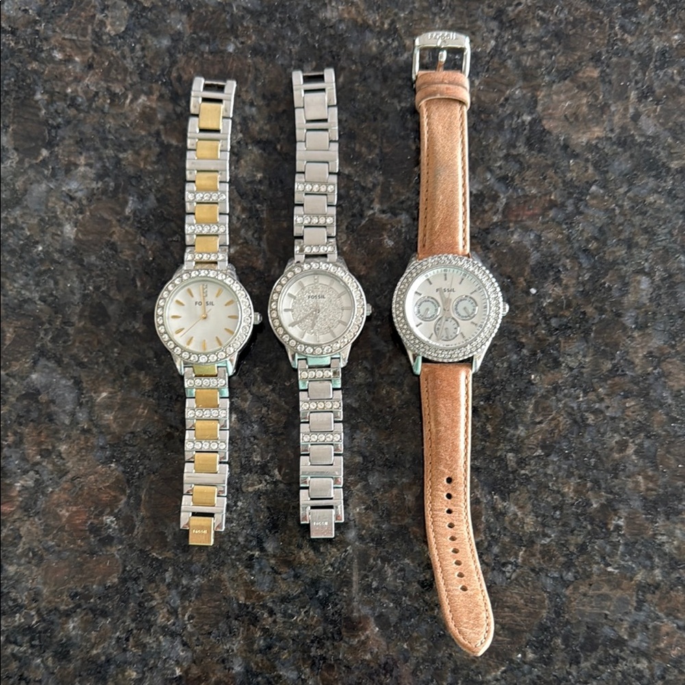 Fossil Silver and Gold Chronograph Watches